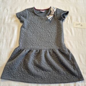 Hanna Andersson girls size 130 or 8 gray quilted short sleeve dress VGUC